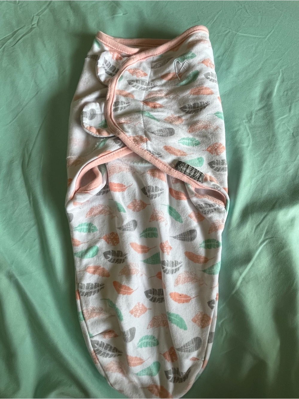 SwaddleMe Feather Print Sleep Sack - Pink, Mint & Gray
